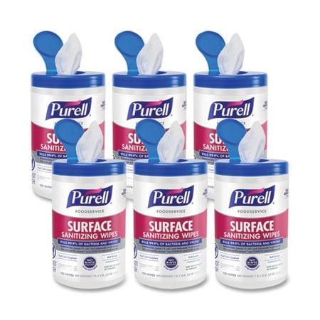 Purell FOODSERVICE SURFACE SANITIZING WIPES, FRAGRANCE-FREE, 10 X 7, 6PK 934106CT